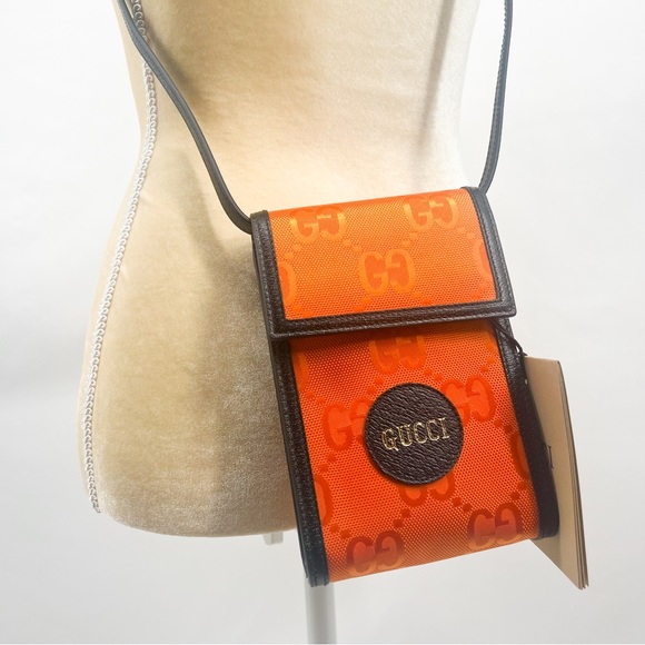 GUCCI
Econyl Nylon Monogram Off The Grid Crossbody Bag Carrot Orange Black - Picture 4 of 16